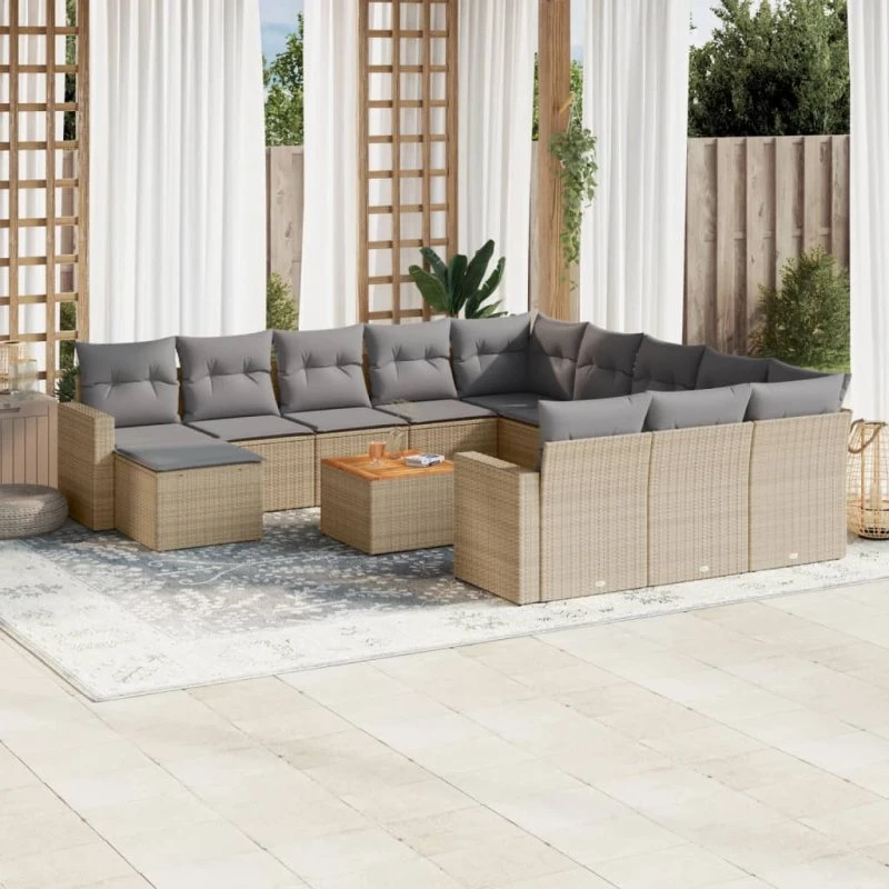 Sofasæt Til Haven 13 Dele Polyrattan Beige