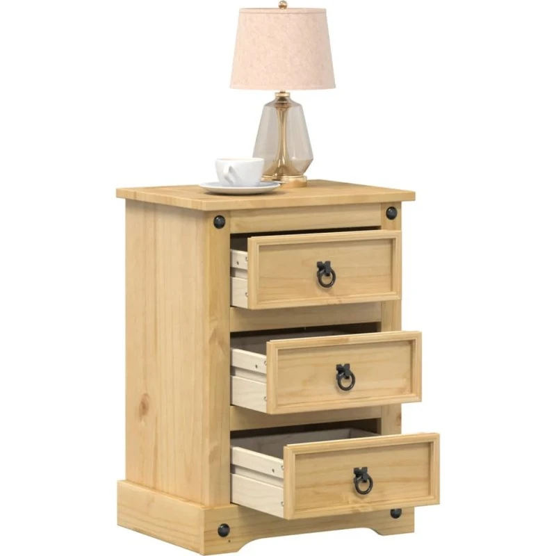 vidaXL Sengebord Corona 45x35x64 cm massivt fyrretræ