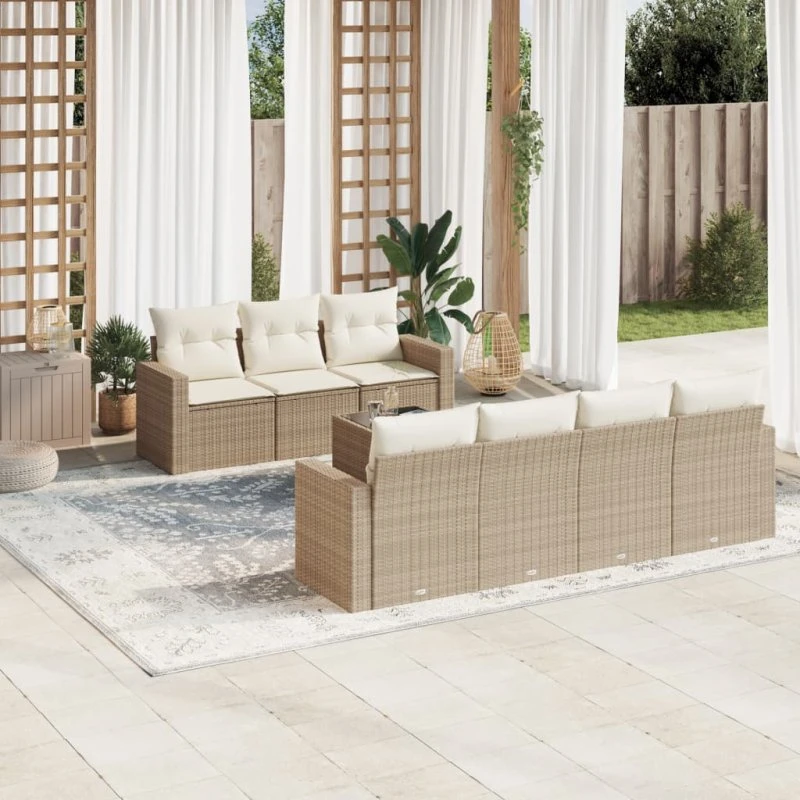Sofasæt Til Haven 8 Dele Polyrattan Beige