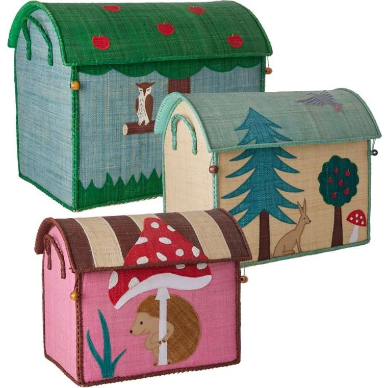 Rice Happy Forest Raffia Opbevaringskurve 3 stk