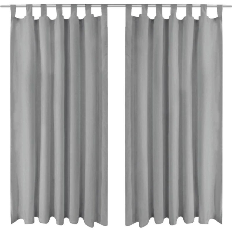vidaXL Gardiner i Mikro-Satin 2 stk. 140 x 225 cm Grå med Løkker