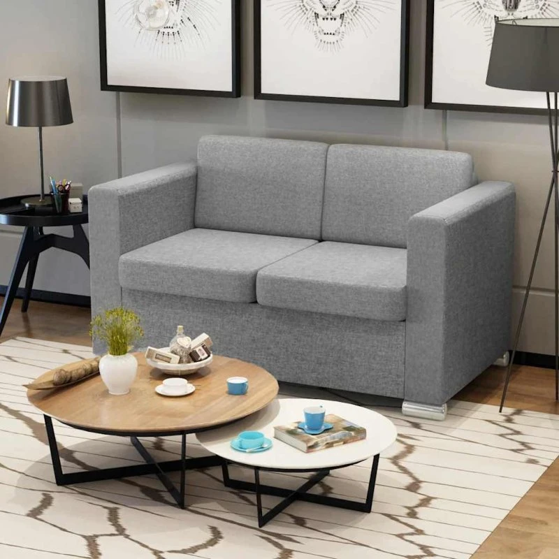 vidaXL 2-sædet sofa i stof lysegrå