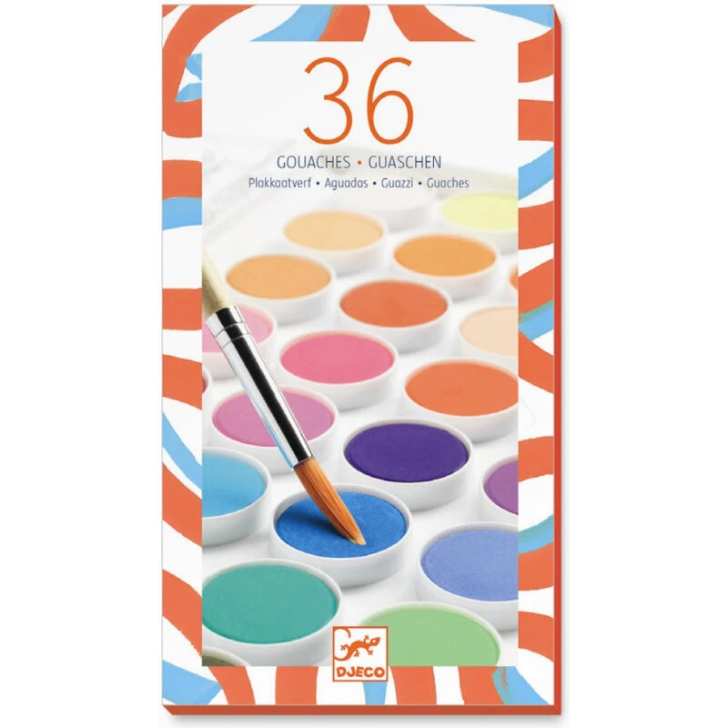 Djeco Vandfarver – 36 farver med pensel