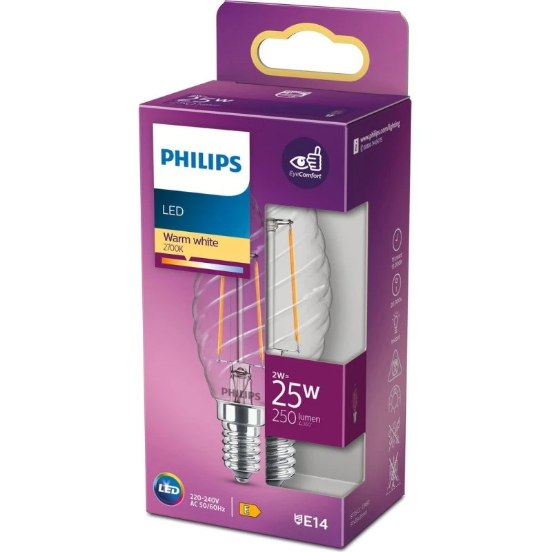 Philips LED Classic Filament 2W E14 2700K Klar