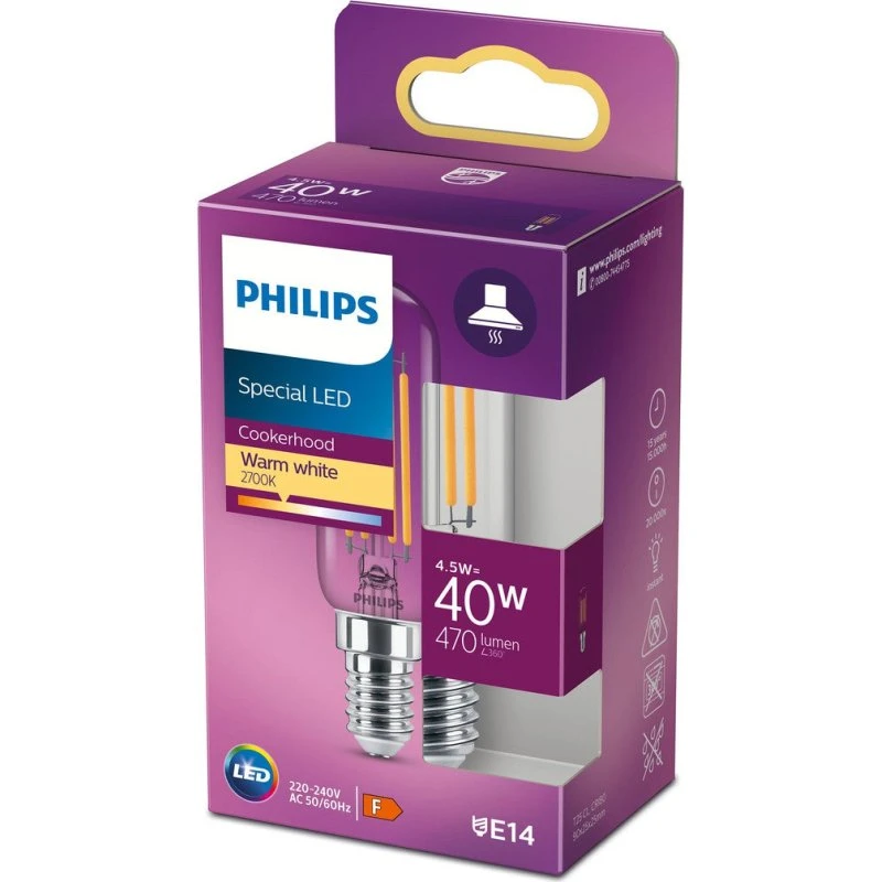 Philips LED Classic Filament 40W Klar E14 4,5W, 15.000 t