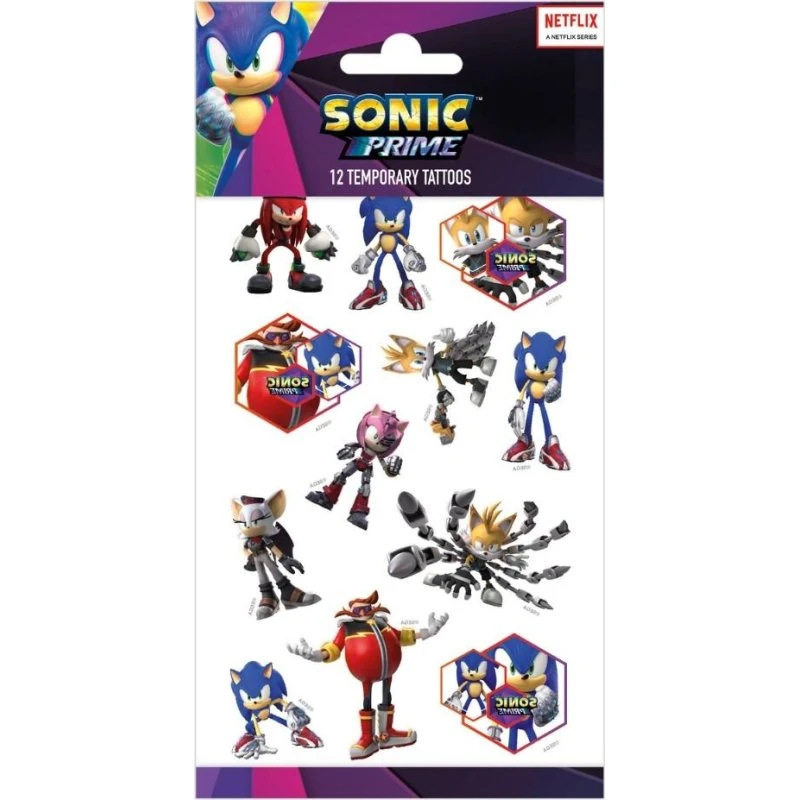 Sonic Tatoveringer – 12 Midlertidige Stick-on Tatoveringer