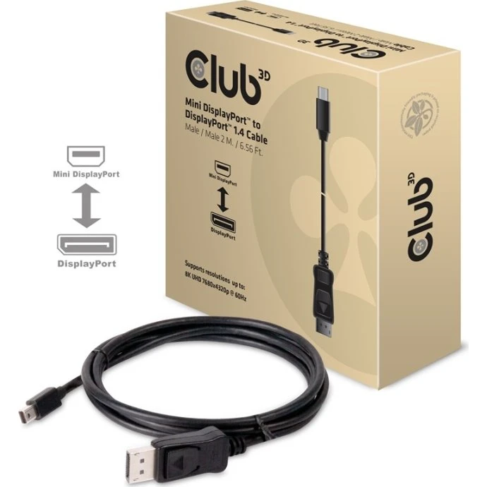 Club3D Mini DP 1.4 til DP 1.4 2m Sort 8K60Hz