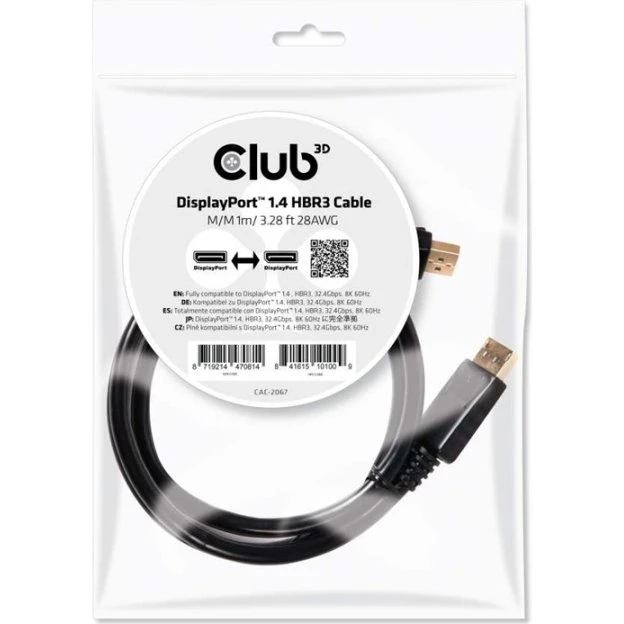 Club 3D DisplayPort 1.4 1m Sort