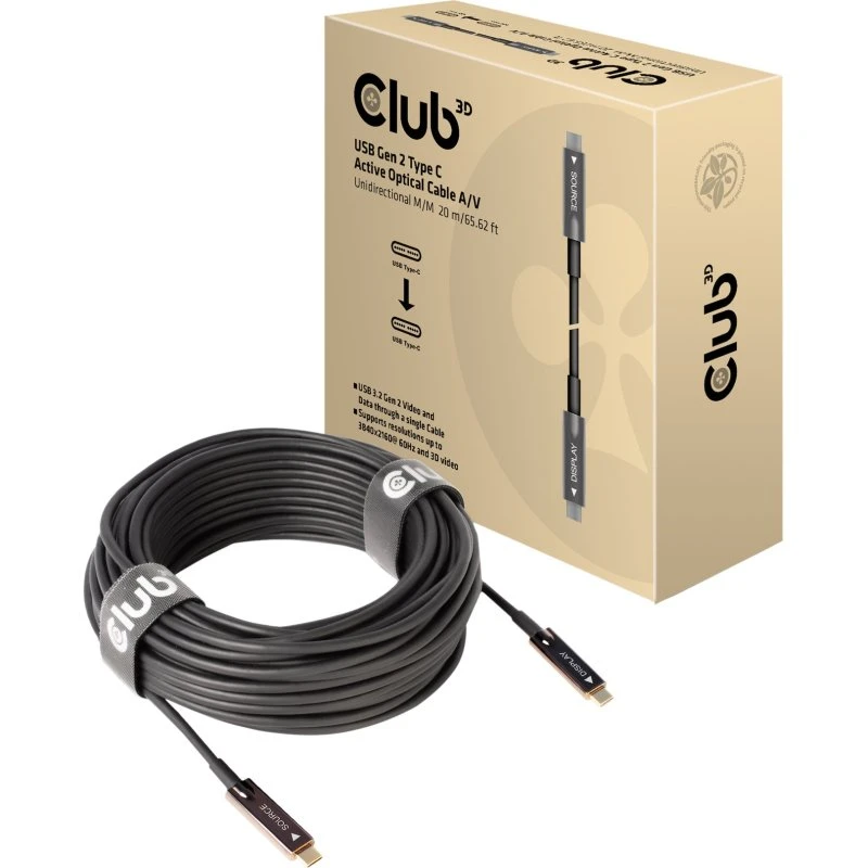 Club 3D USB-C kabel 20m Sort (AOC)