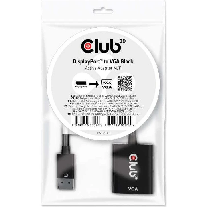 Club 3D CAC-2013 DisplayPort til VGA adapter 22,86 m sort