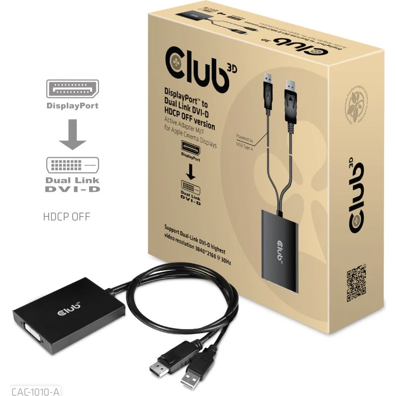 Club 3D CAC-1010-A DisplayPort til DVI-D adapterkabel, 60 cm, sort