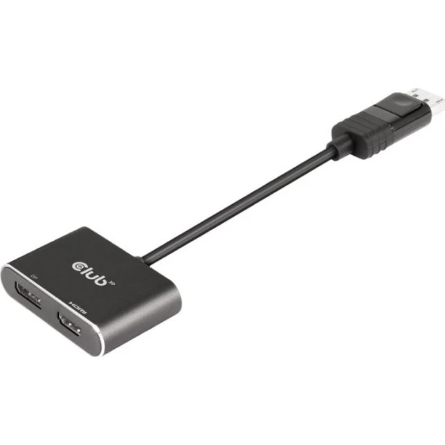 Club 3D CSV-7220 DisplayPort 20cm til HDMI og DisplayPort, USB-strøm, 4K60Hz