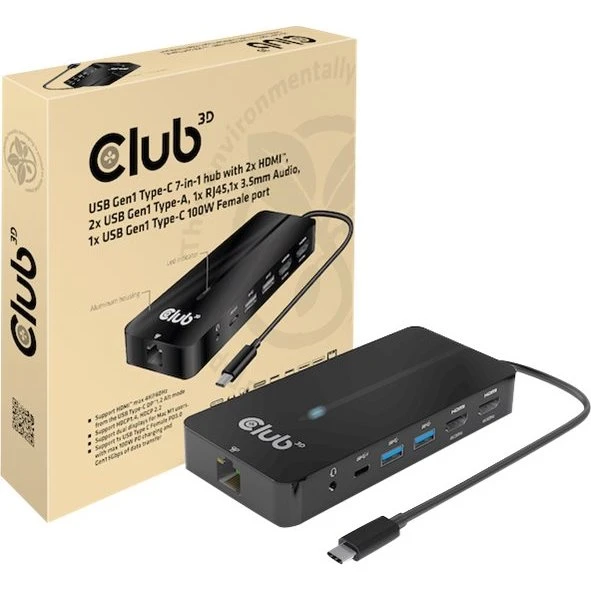 Club 3D CSV-1595 7-in-1 USB-C Dockingstation, Sort