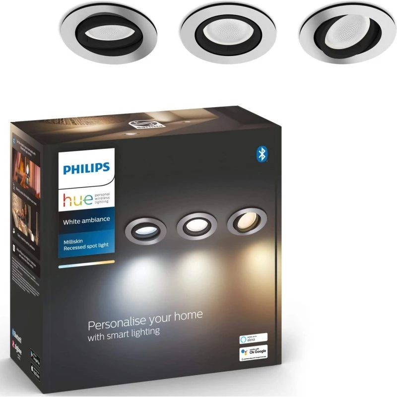 Philips Hue Milliskin Spot White Ambiance 3-pack Alu
