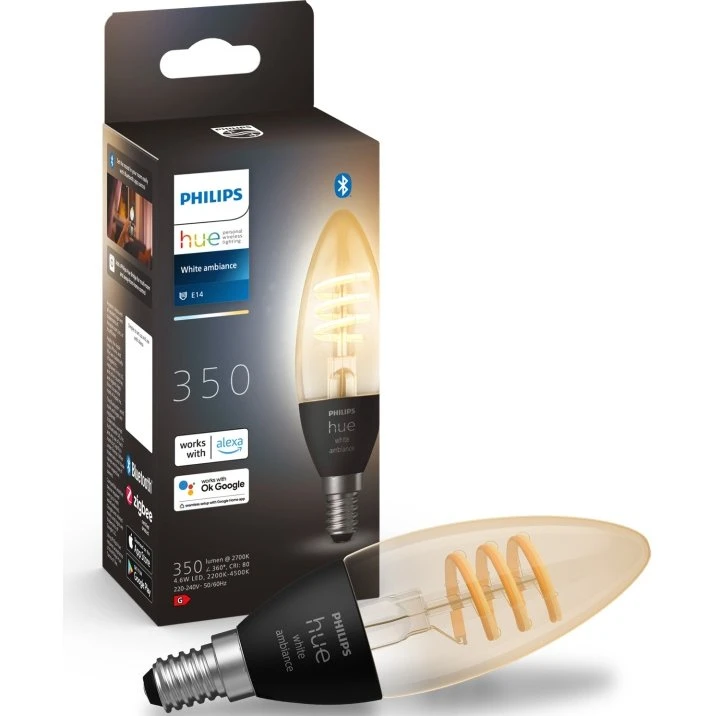 Philips Hue White Ambiance Filament E14 Kron 350 lm 1-pack