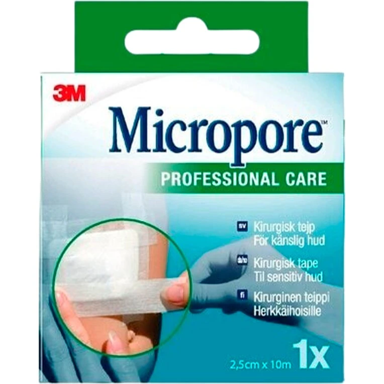 3M Micropore kirurgisk tape 2,5 cm x 10 m – hvid