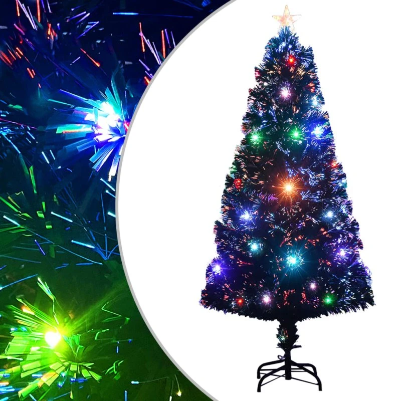 vidaXL 120 cm fiberoptisk juletræ med stativ og LED