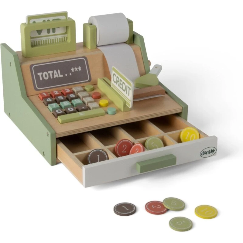 Dantoy Kasseapparat i træ, 17 dele