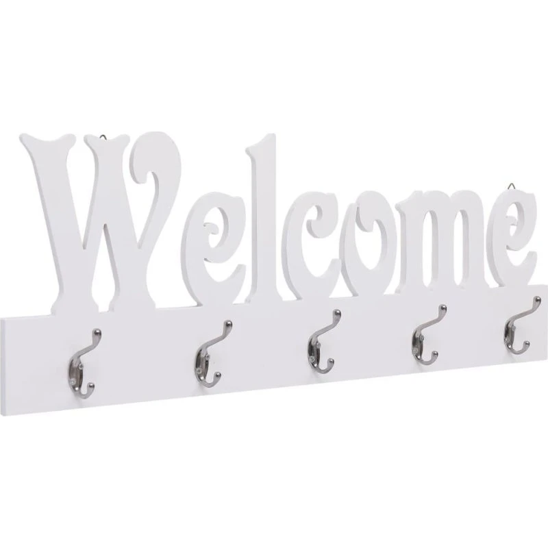 vidaXL WELCOME vægophængt knagerække 74 x 29,5 cm hvid