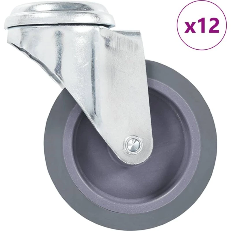 vidaXL Drejehjul med bolthul 12 stk. 75 mm