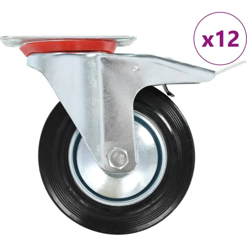 vidaXL 12 stk. drejehjul 160 mm med bremser