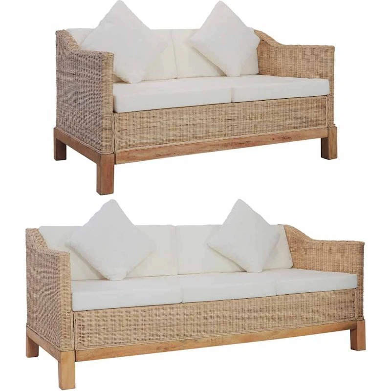 vidaXL 2-delet rattan sofasæt med naturlig farve