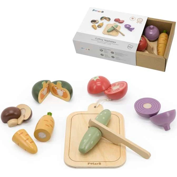 VIGA Legesæt: Trægrøntsager med skærebræt og kniv