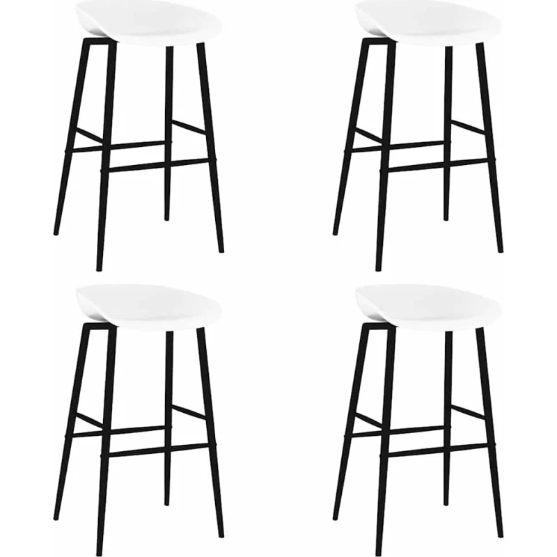 vidaXL Barstole 4 stk. hvid, robust PP og metal