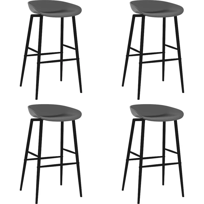 vidaXL barstole 4 stk. grå, robust PP og metal