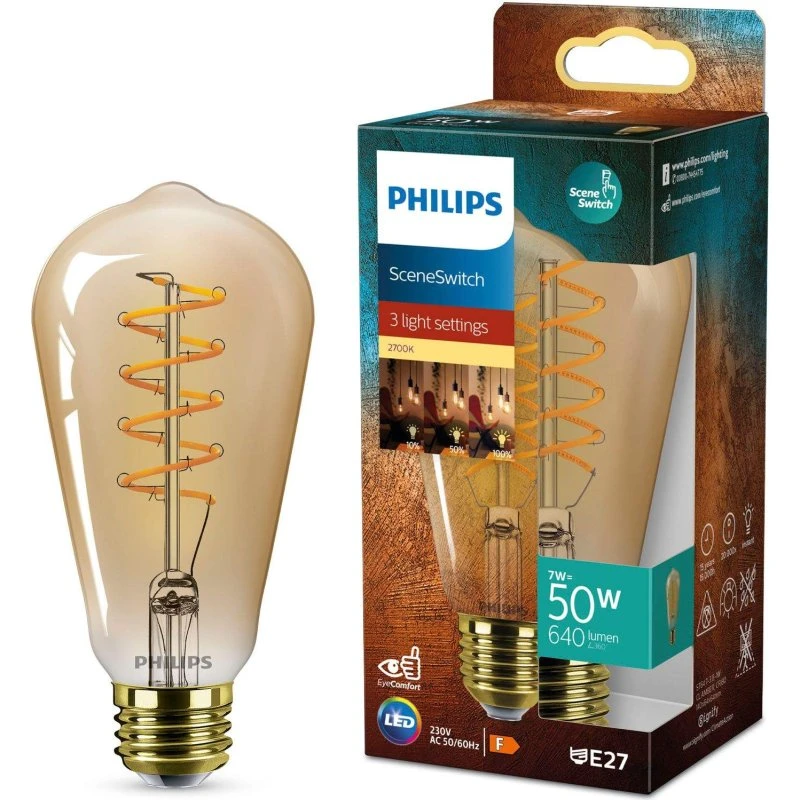 Philips SceneSwitch LED E27 ST64 7W Amber 50W