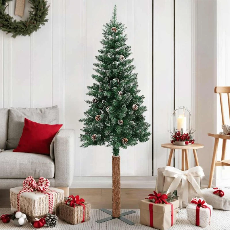 vidaXL Smalt Juletræ 150 cm med ægte træ og hvid sne