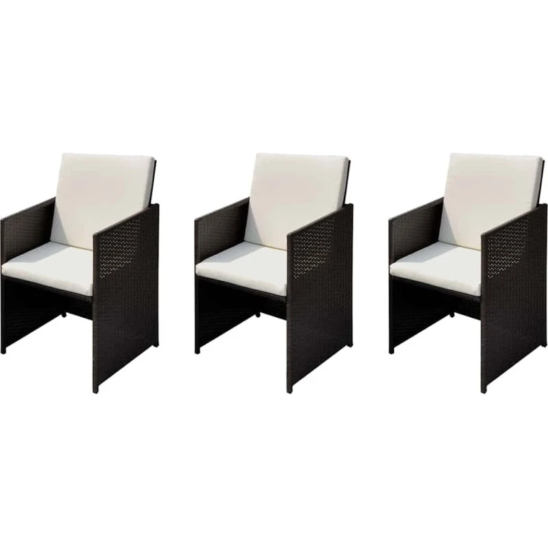 vidaXL Havestol 3 stk Brun Poly rattan 56 x 52 x 87 cm