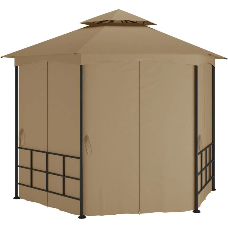 vidaXL Pavillon 3,1x2,7 m gråbrun med sidevægge