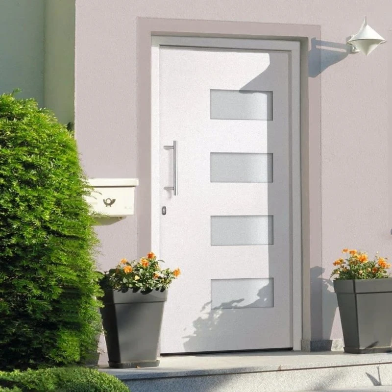 vidaXL Hoveddør 110x210 cm aluminium og PVC hvid