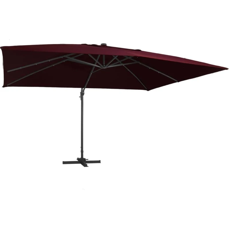 Hængeparasol M. Led-Lys 400x300 cm Bordeaux