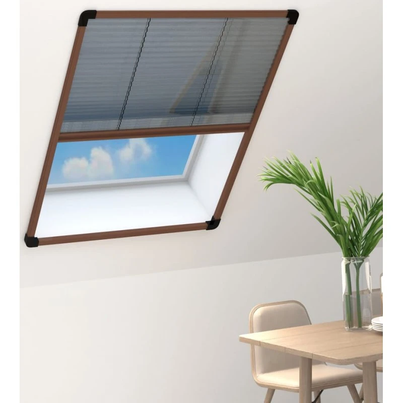 vidaXL Plisseret Insektnet 60x80 cm Aluminium Brun