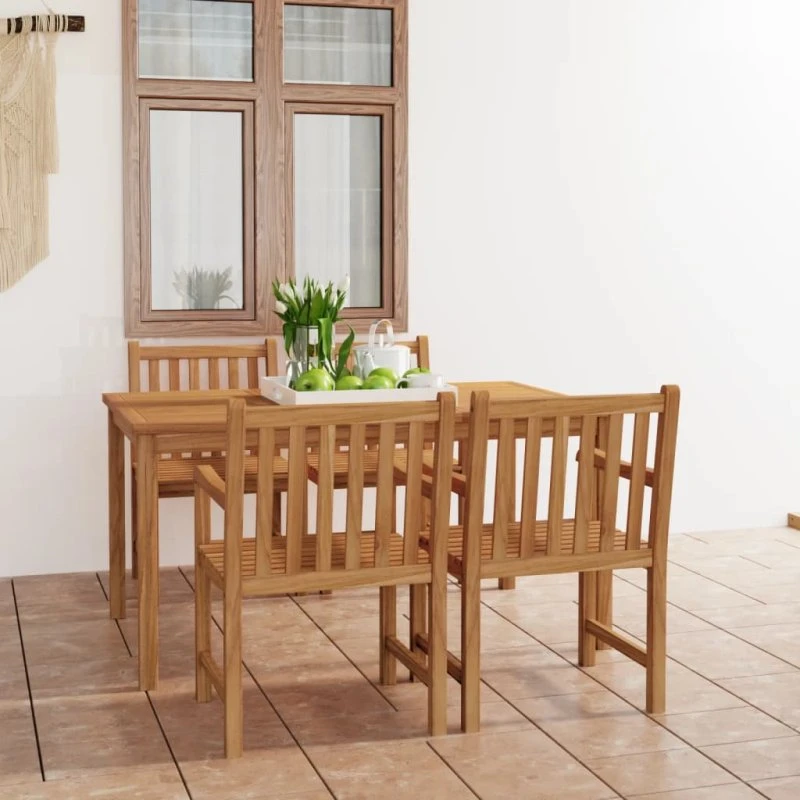 vidaXL 5-delt havespisesæt 150x90 cm massivt teaktræ
