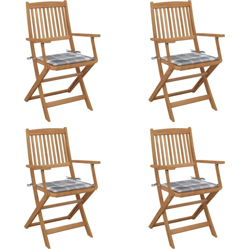vidaXL foldbare havestole 4 stk. med hynder akacietræ