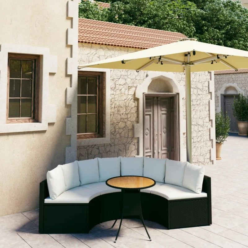 vidaXL 5-delssæt polyrattan sort med akacietræsbord