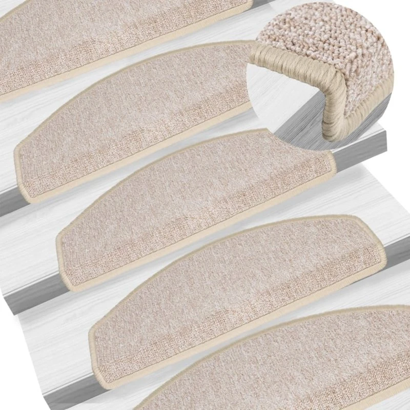 vidaXL trappemåtter 10 stk. 65x24x4 cm taupe halvrund