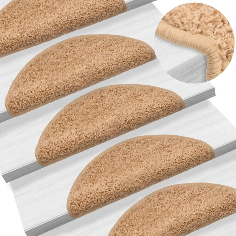 vidaXL trappemåtter 10 stk. 56x17x3 cm beige halvrund