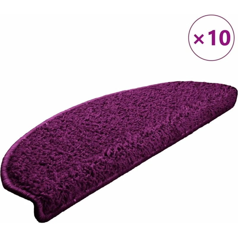 vidaXL Trappemåtter 10 stk. 65x21x4 cm, violet, halvrund, foldbar