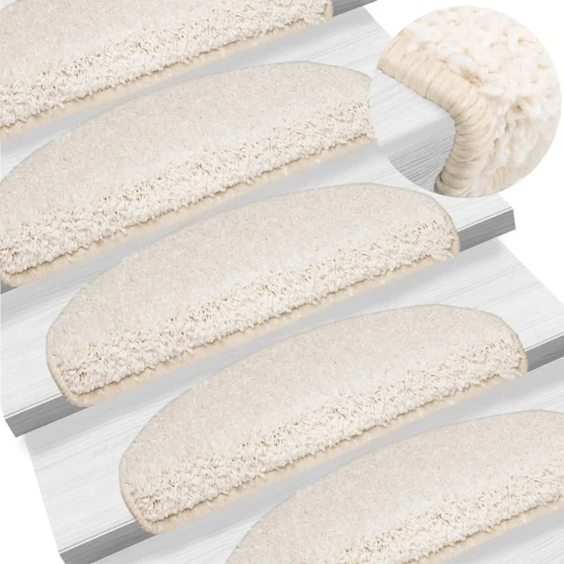 vidaXL Trappemåtter 10 stk. 65x21x4 cm hvide halvrunde