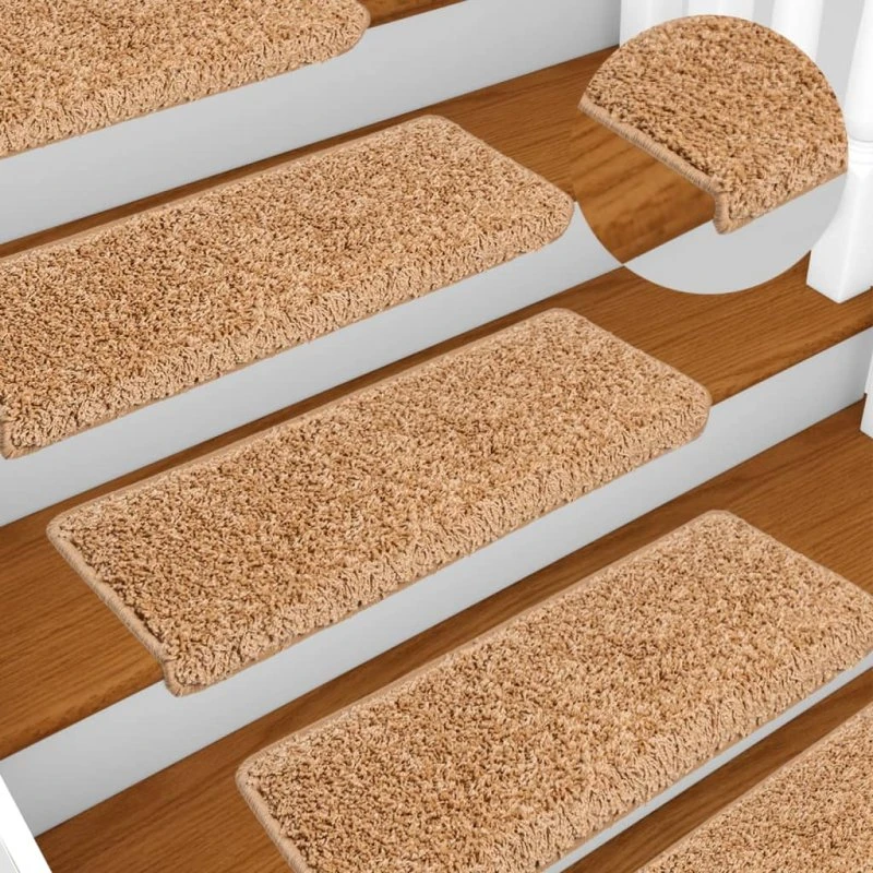vidaXL Trappemåtter 10 stk. 65x21x4 cm beige