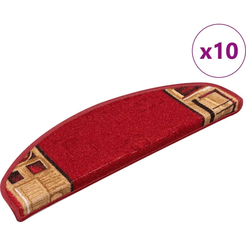 vidaXL selvklæbende trappemåtter 10 stk. rød 65x21x4 cm
