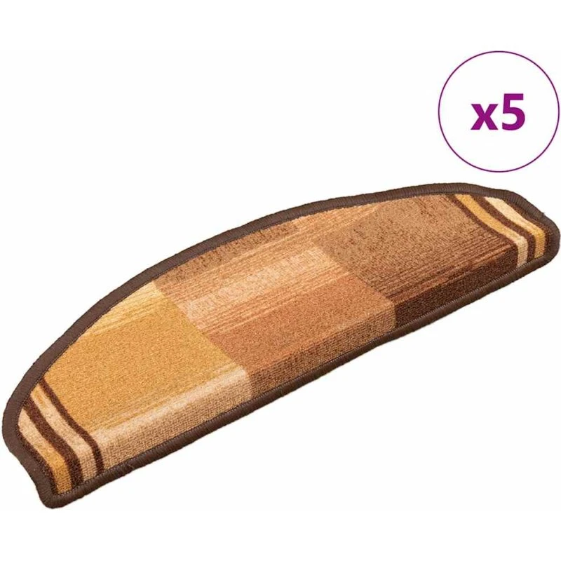 vidaXL selvklæbende trappemåtter 5 stk. 65x21x4 cm brun