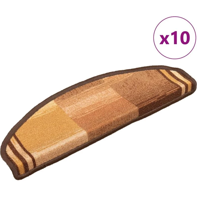 vidaXL selvklæbende trappemåtter 10 stk. 65x21x4 cm brun