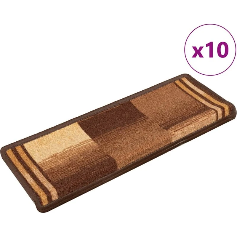 vidaXL selvklæbende trappemåtter 10 stk. 65x21x4 cm brun