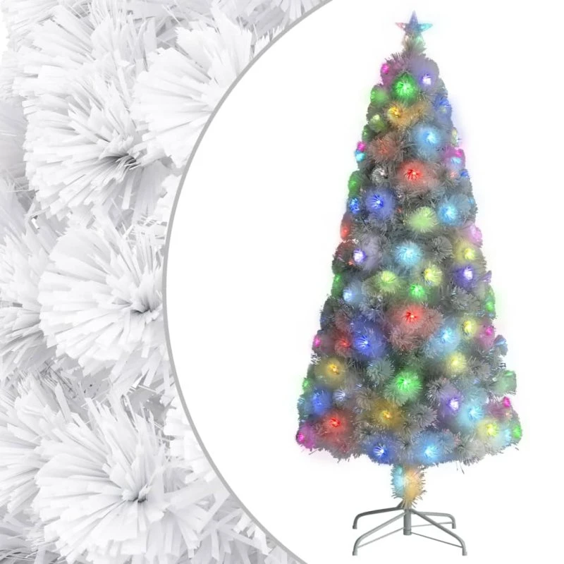 vidaXL Kunstigt Juletræ 150 cm Fiberoptisk Hvid med LED