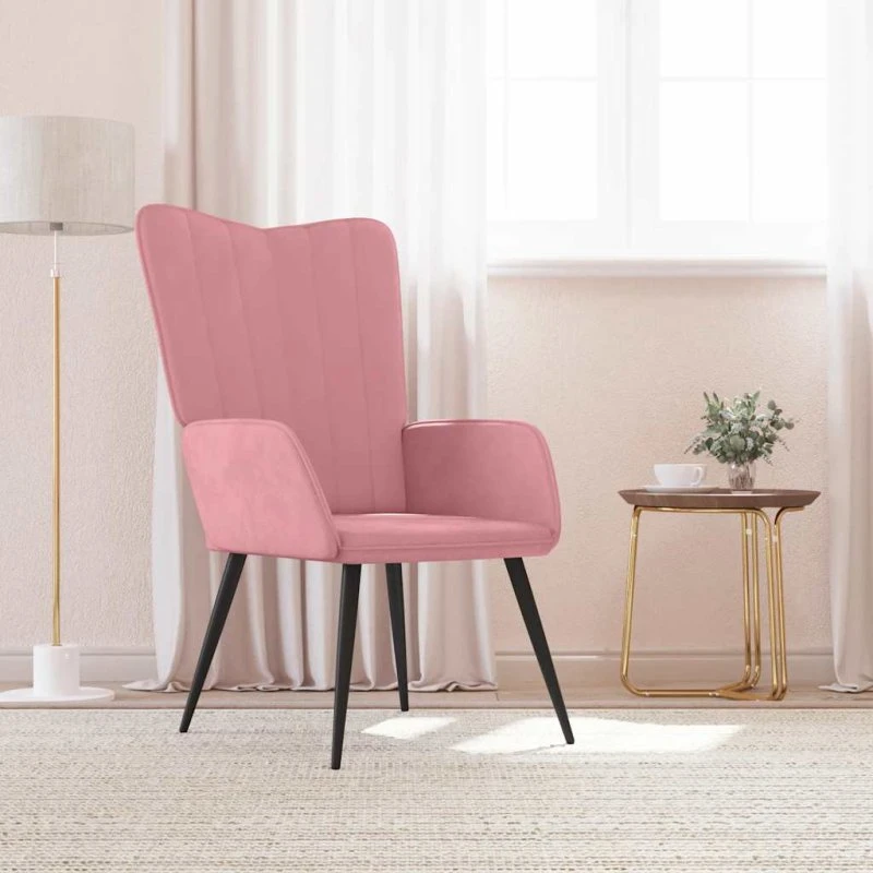 vidaXL Lænestol fløjl pink, 61x70x96,5 cm